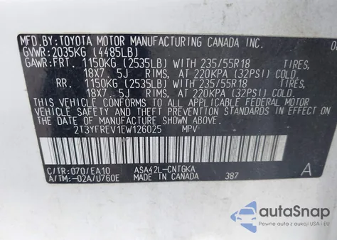 2014 Toyota Rav4 Limited from USA, damaged, VIN 2T3YFREV1EW126025